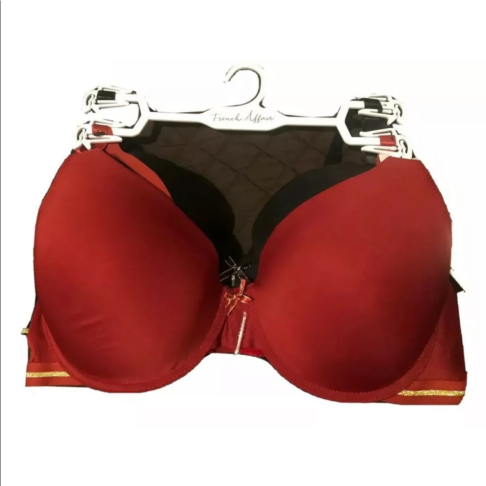 Sexy French Affair Bra 40D 2 Pack- 2 Colors Black/Red  NWT